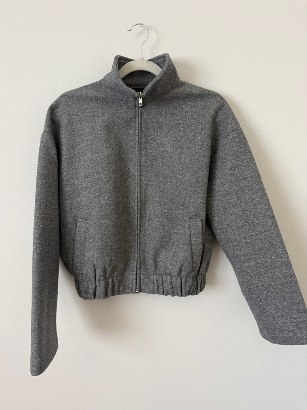 Zara Heather Grey Jacket with Stand Collar